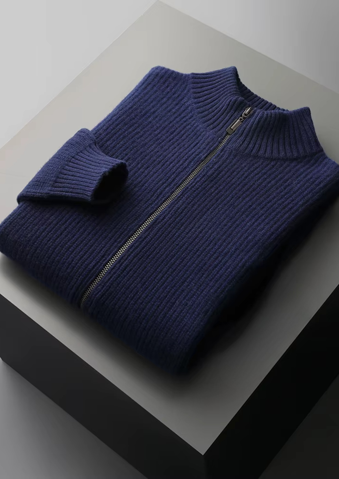 Pure Merino Ribbed Cardigan dark blue image 1 #color_dark-blue