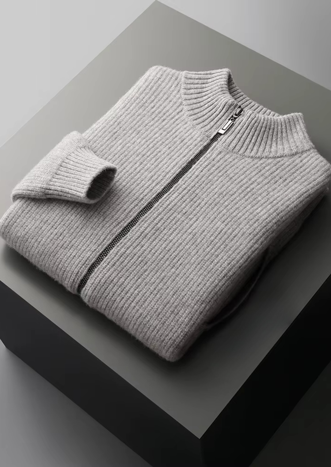 Pure Merino Ribbed Cardigan light gray image 3 #color_light-gray