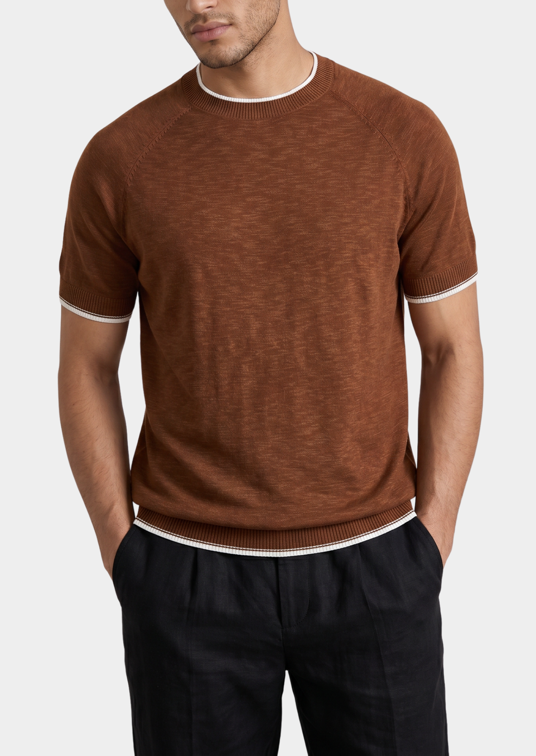 Capri Linen Contrast T-Shirt caramel image 1 #color_caramel