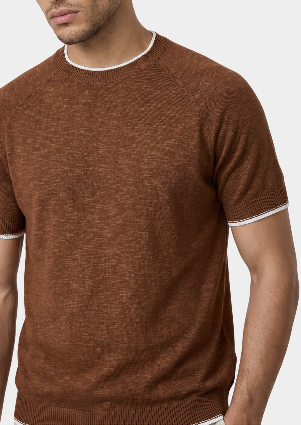 Capri Linen Contrast T-Shirt caramel image 2 #color_caramel