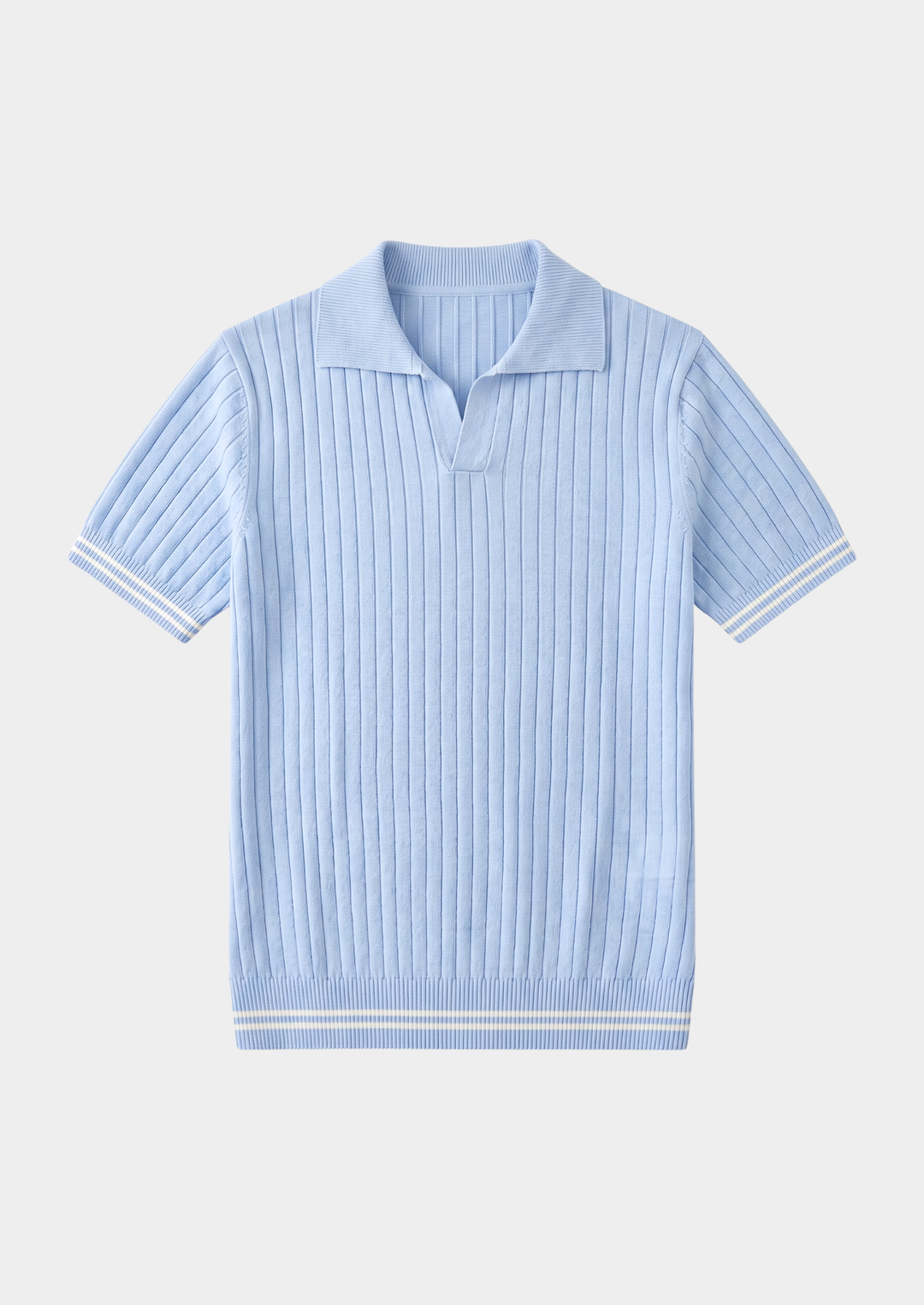 Pierre Ribbed Buttonless Polo light blue image 2 #color_light-blue