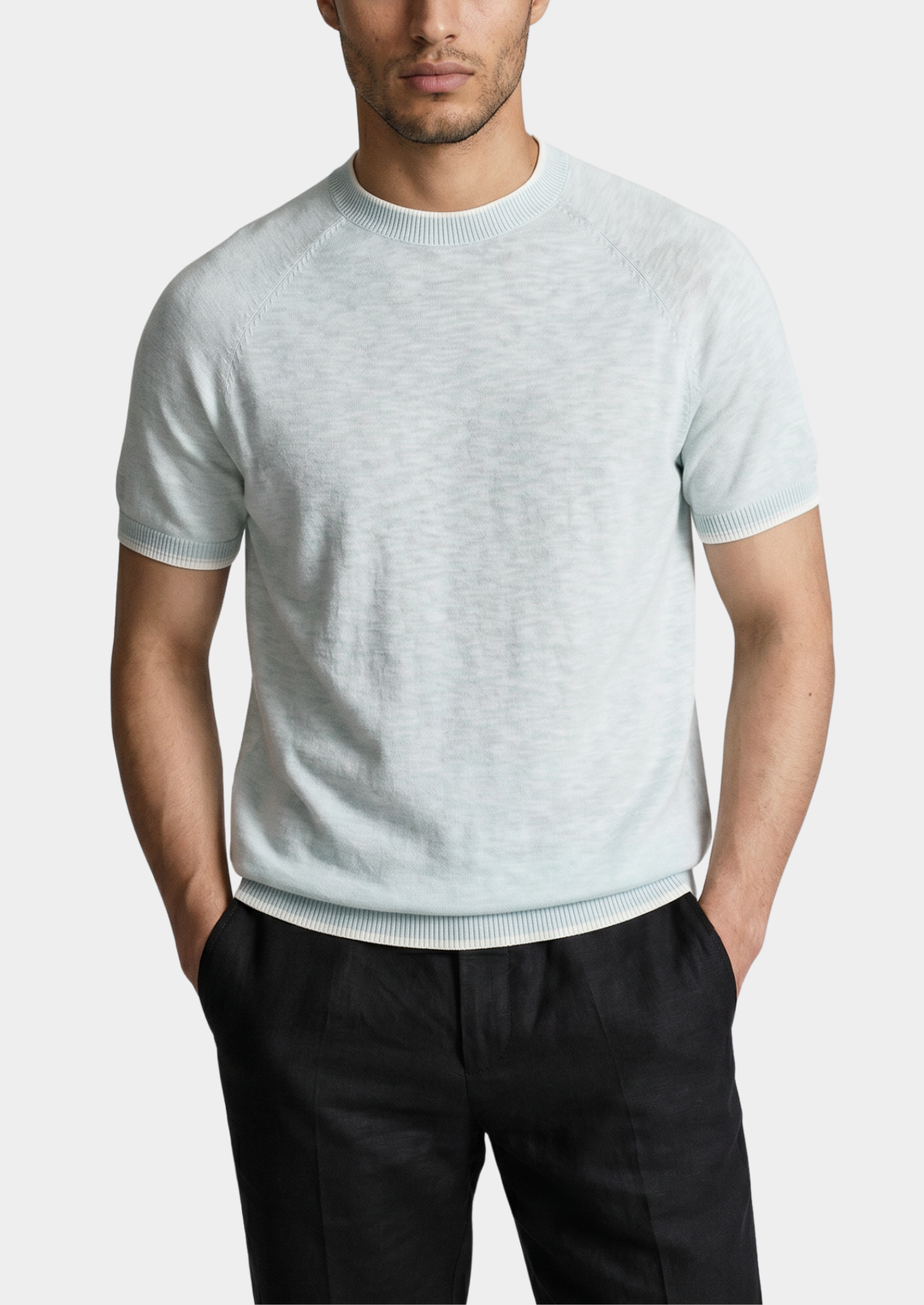 Capri Linen Contrast T-Shirt ice blue image 1 #color_ice-blue