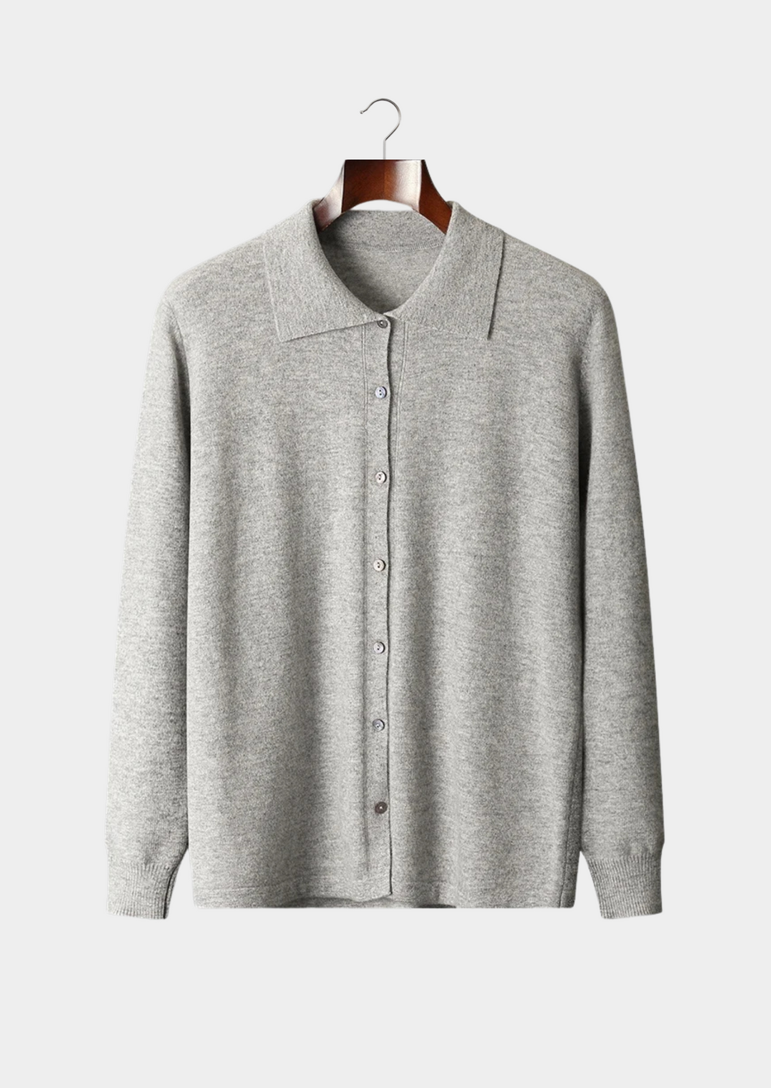 Pure Merino Polo Cardigan light gray image 1 #color_light-gray
