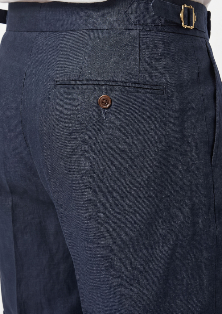 Pleated Linen Seaside Shorts navy blue image 5 #color_navy-blue