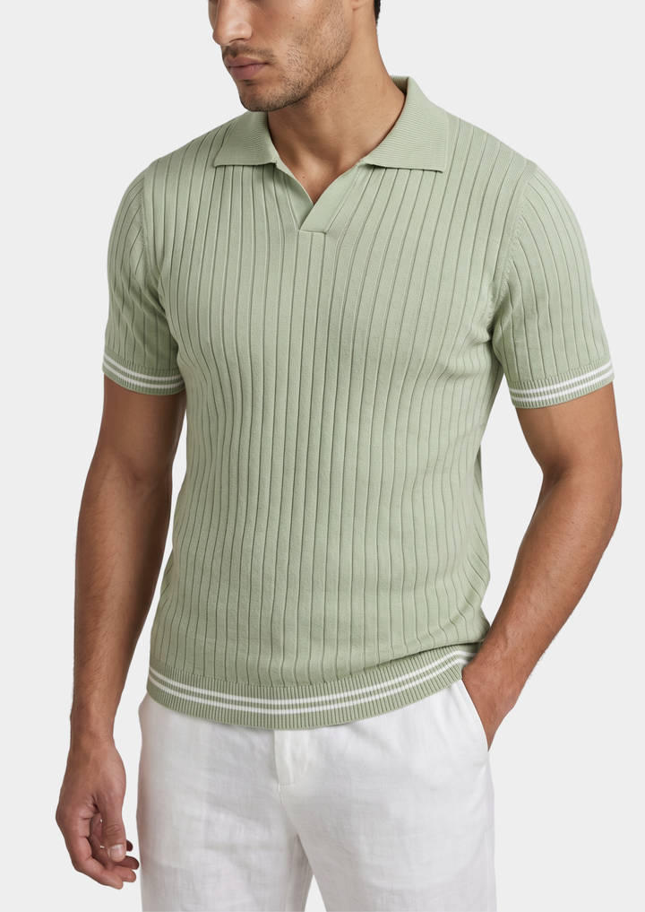 Pierre Ribbed Buttonless Polo pistache image 1 #color_pistache