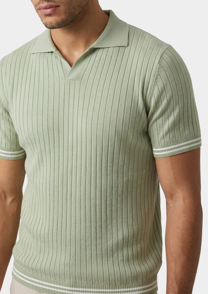 Pierre Ribbed Buttonless Polo pistache image 3 #color_pistache