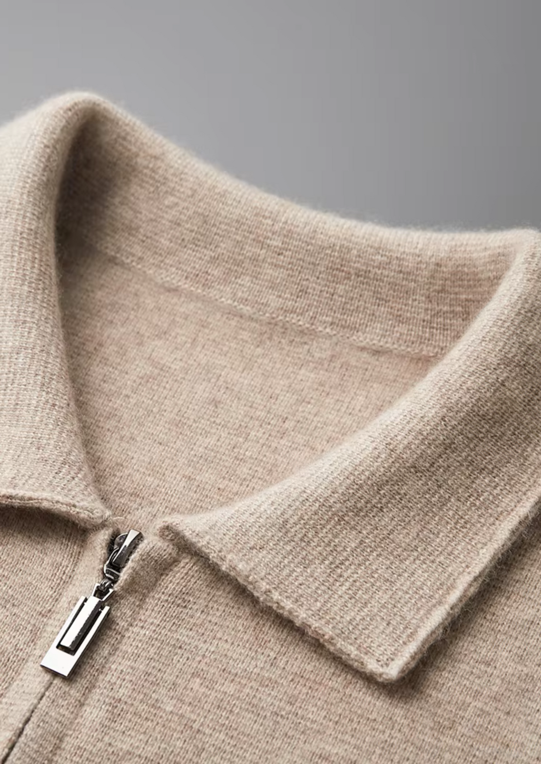 Pure Merino Zip Polo Cardigan camel image 4 #color_camel