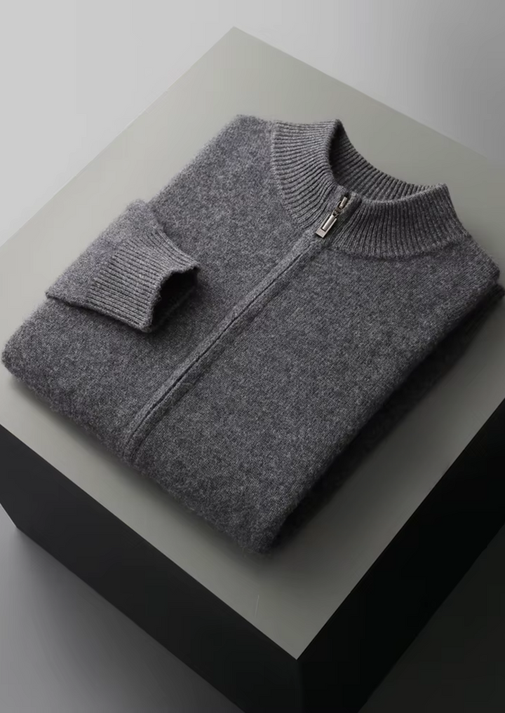 Pure Merino Zip Cardigan dark grey image 1 #color_dark-grey
