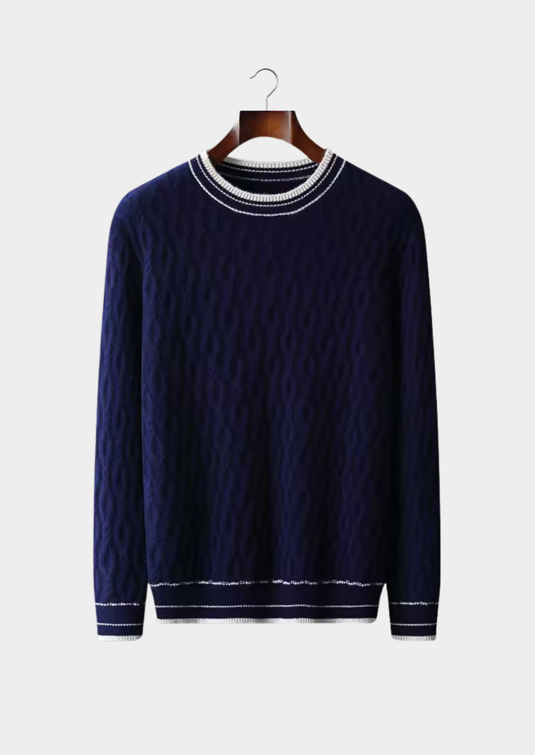 Pure Merino Jacquard Crewneck navy blue image 1 #color_navy-blue