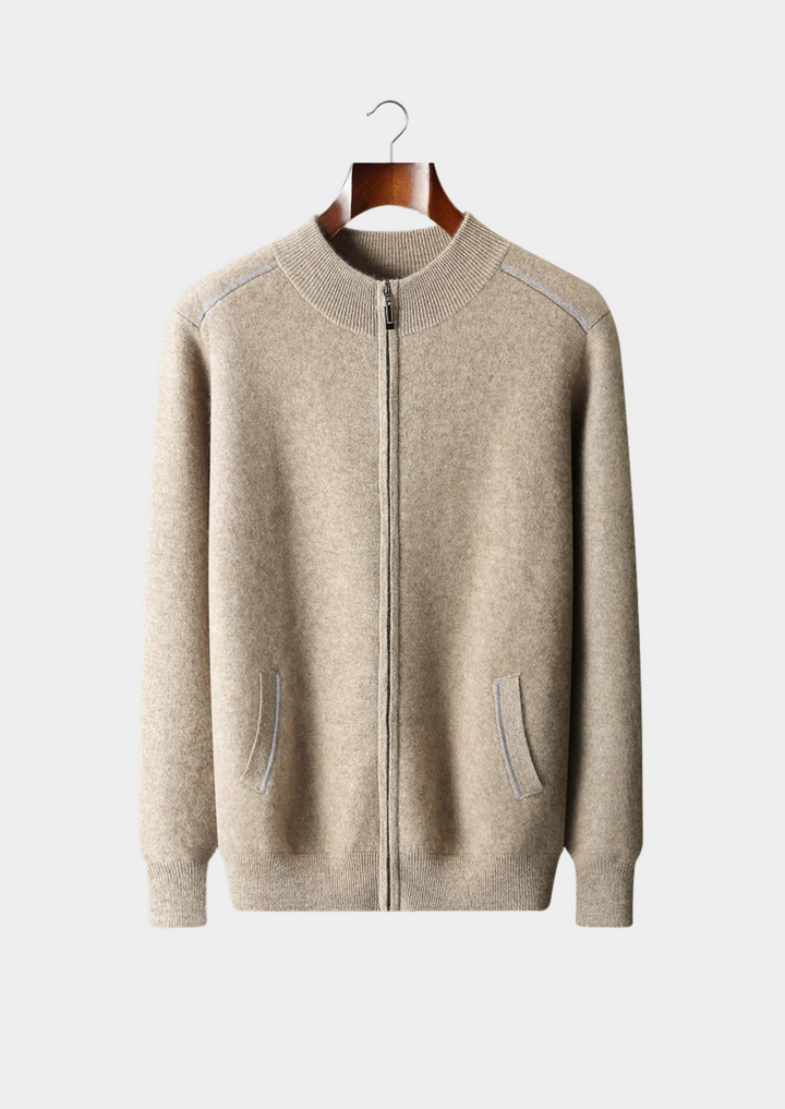 Cashmere Two-Tone Zip Cardigan sand image 1 #color_sand