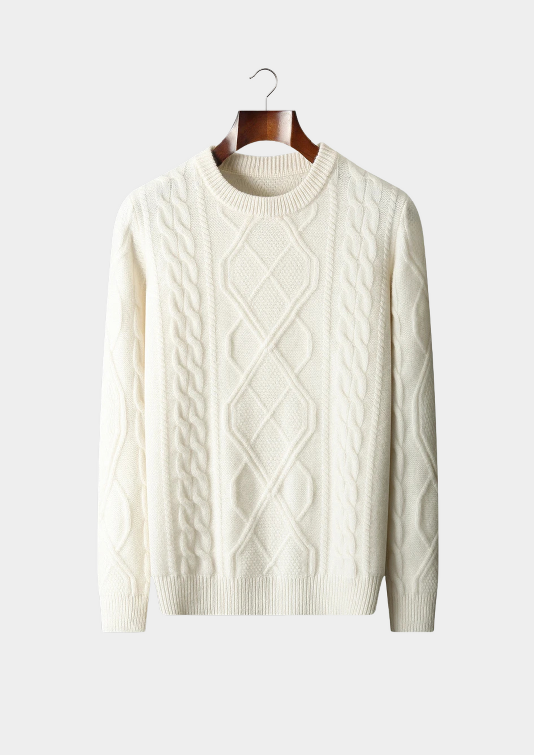 Pure Merino Cream Cable Crewneck cream white image 1 #color_cream-white