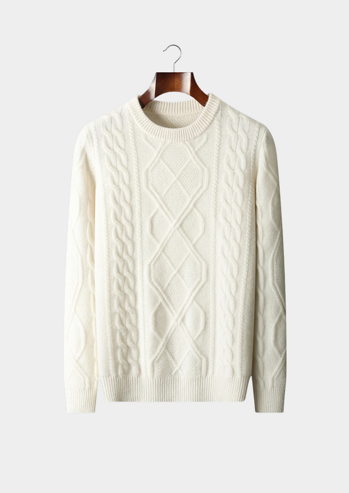 Pure Merino Cream Cable Crewneck cream white image 1 #color_cream-white