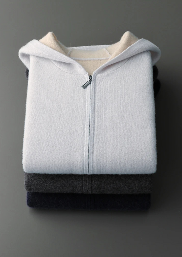 Cashmere Two-Tone Zip Hoodie dark gray image 2 #color_dark-gray