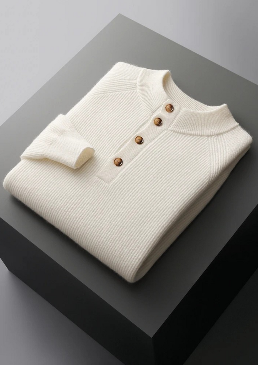 Cashmere Button Sweater cream white image 3 #color_cream-white