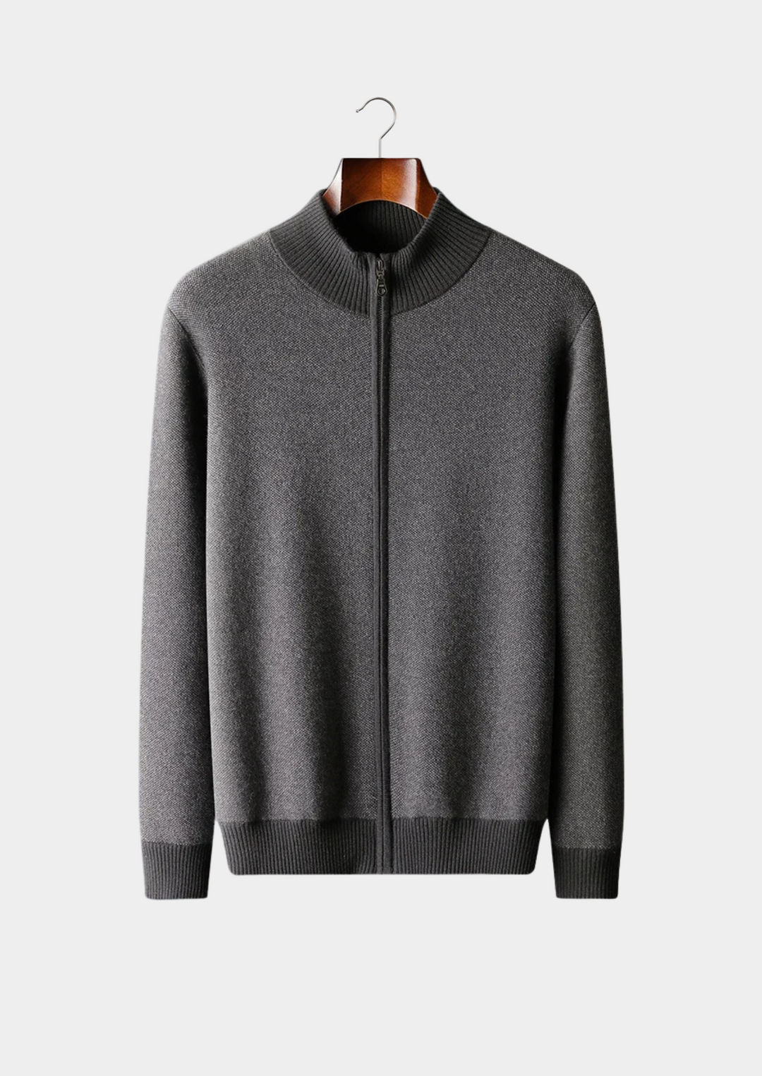 Cashmere Jacquard Zip Cardigan dark gray image 1 #color_dark-gray