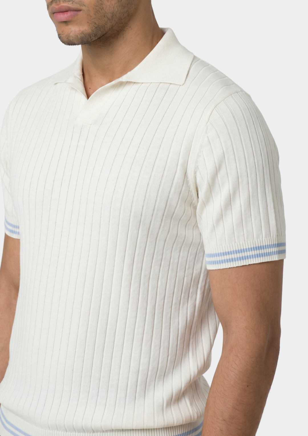 Pierre Ribbed Buttonless Polo ivory image 3 #color_ivory