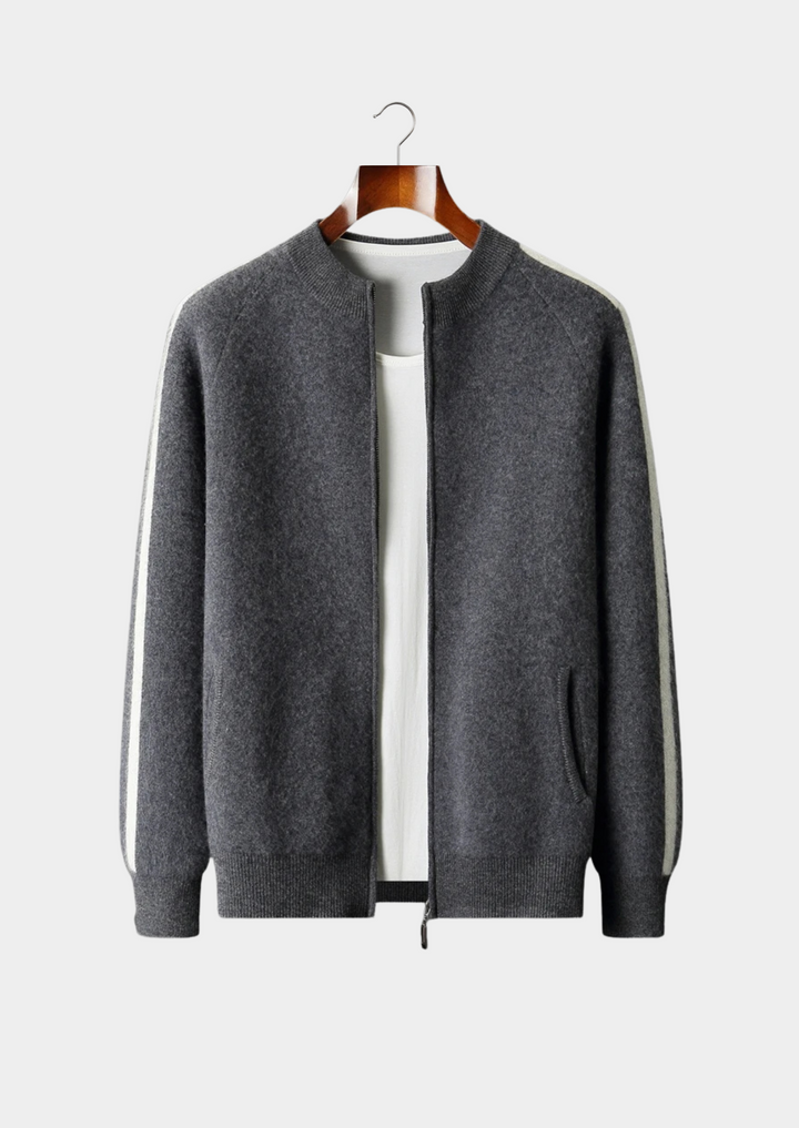Pure Merino Striped Cardigan dark gray image 1 #color_dark-gray