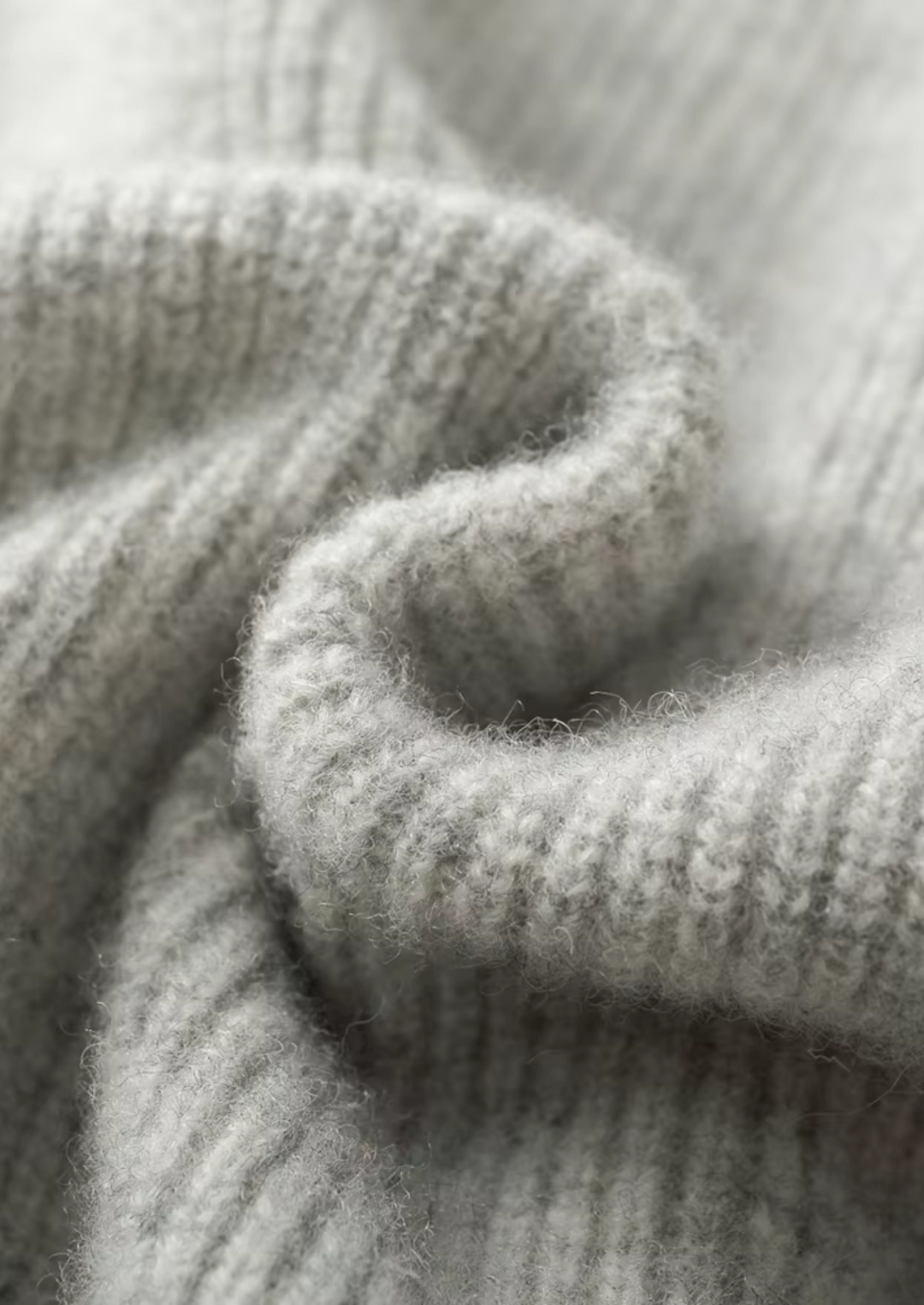 Pure Merino Light Gray Ribbed Zip Hoodie light gray image 6 #color_light-gray