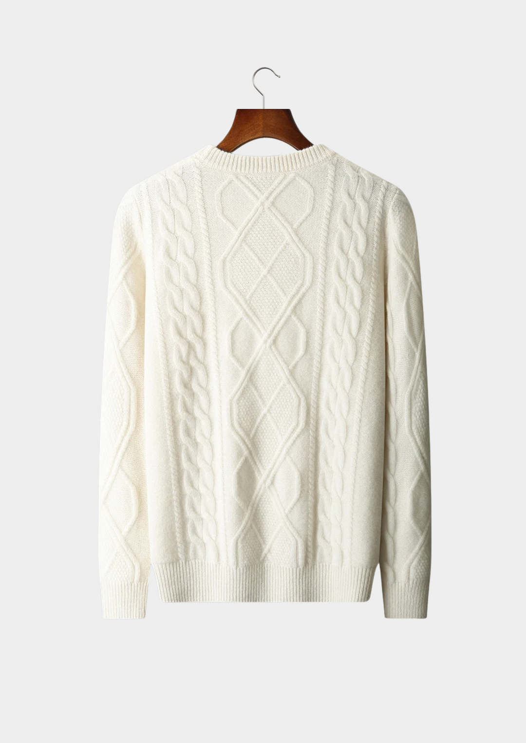 Pure Merino Cream Cable Crewneck cream white image 2 #color_cream-white
