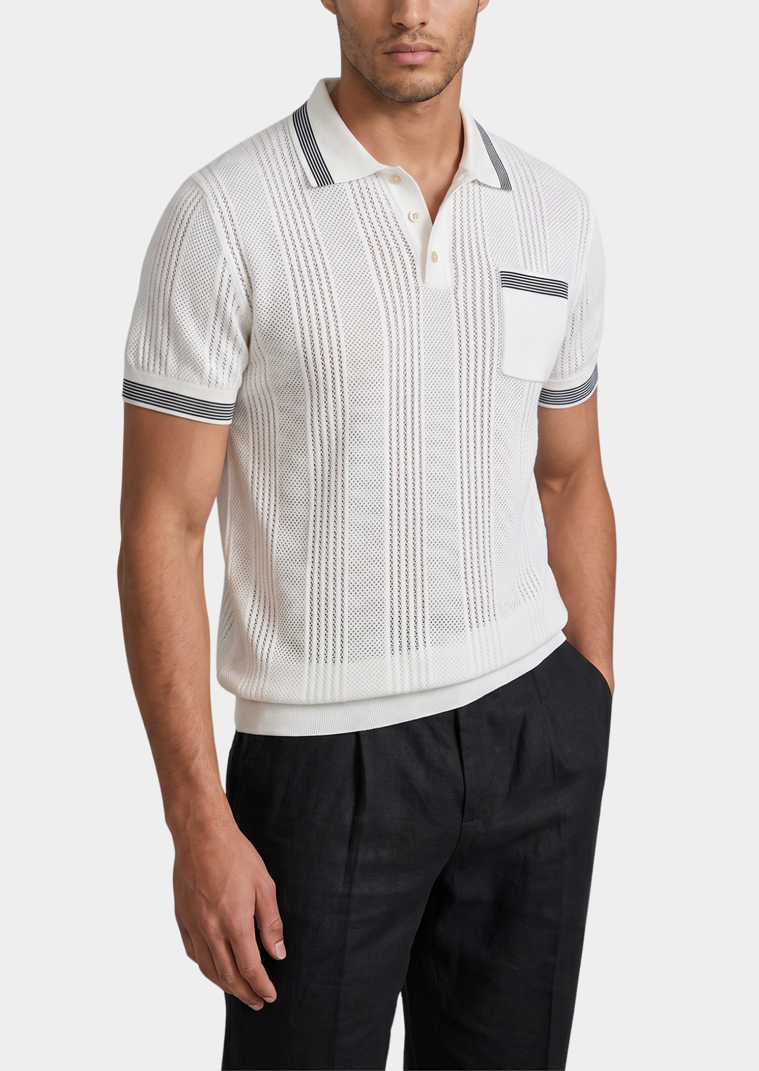 Leon Open Knit Lightweight Polo white image 1 #color_white
