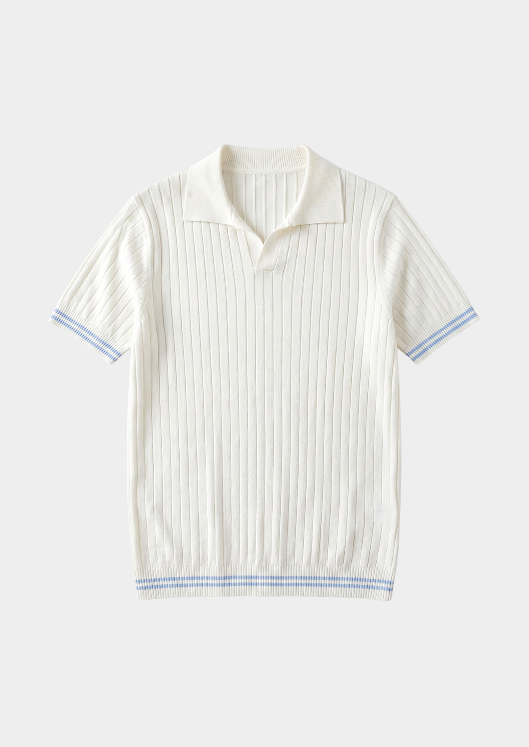 Pierre Ribbed Buttonless Polo ivory image 2 #color_ivory