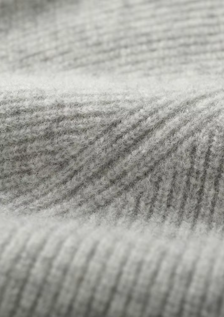 Pure Merino Light Gray Ribbed Zip Hoodie light gray image 5 #color_light-gray