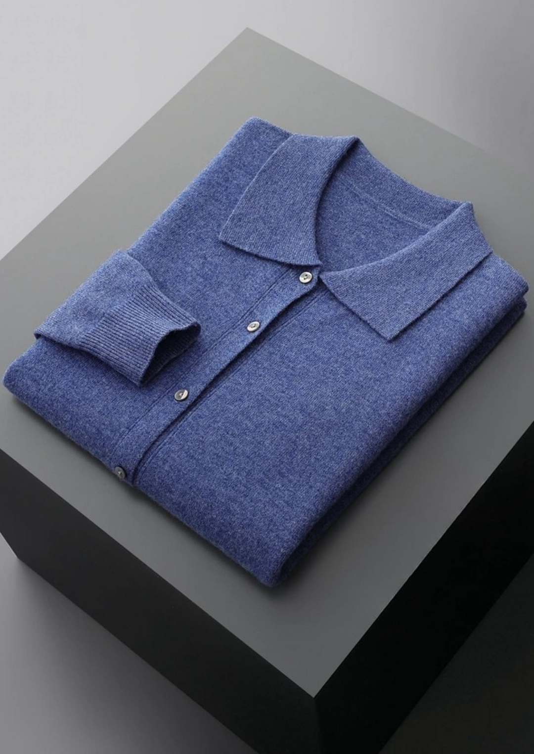 Pure Merino Polo Cardigan sea blue image 1 #color_sea-blue
