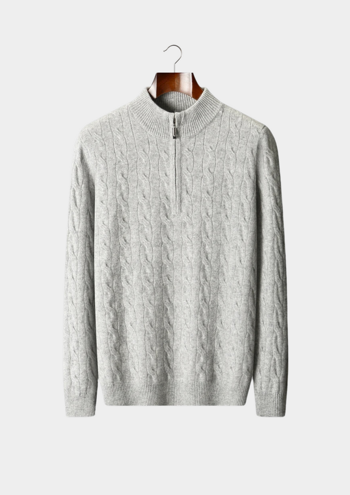 Pure Merino Cable Half-Zip light gray image 1 #color_light-gray