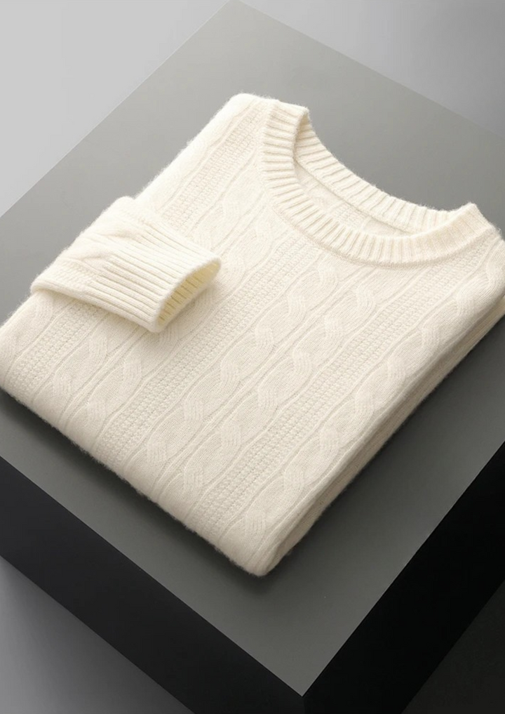 Pure Merino Cable Crewneck cream white image 1 #color_cream-white