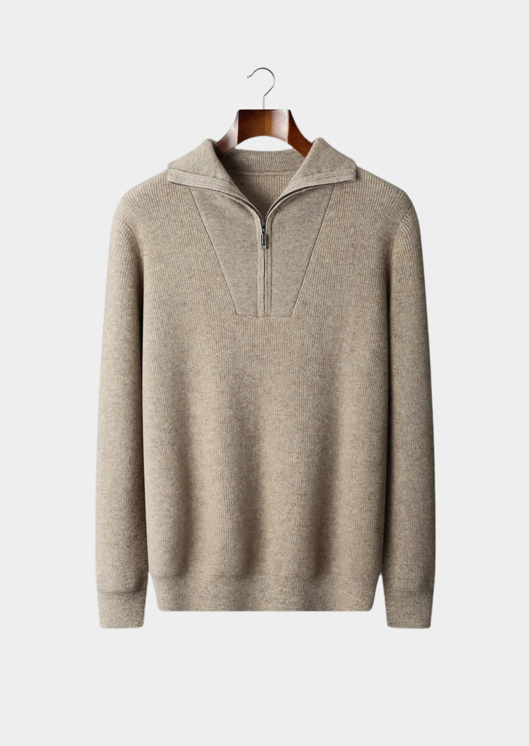 Cashmere Ribbed Half-Zip Sweater beige image 1 #color_beige
