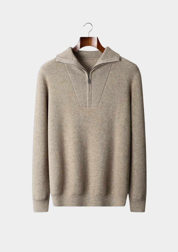 Cashmere Ribbed Half-Zip Sweater beige image 1 #color_beige