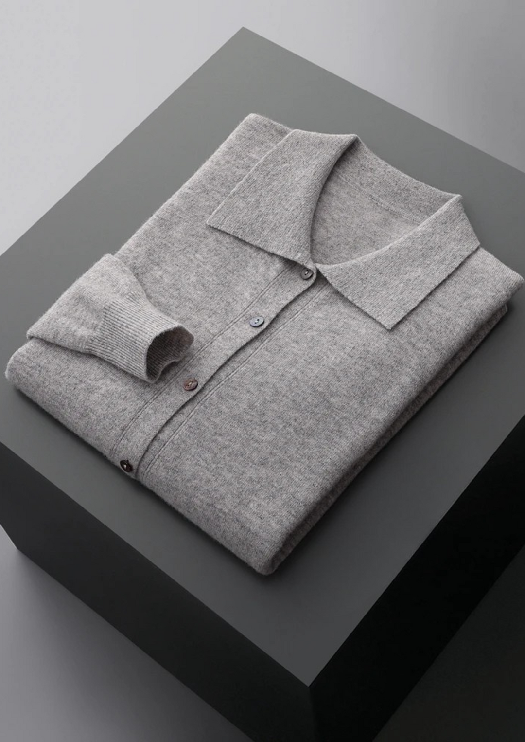 Pure Merino Polo Cardigan light gray image 3 #color_light-gray
