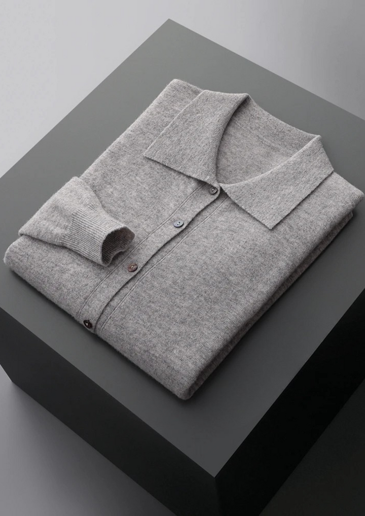 Pure Merino Polo Cardigan light gray image 3 #color_light-gray