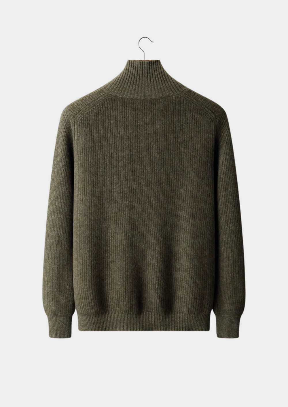 Cashmere Ribbed High Collar Cardigan olive image 2 #color_olive