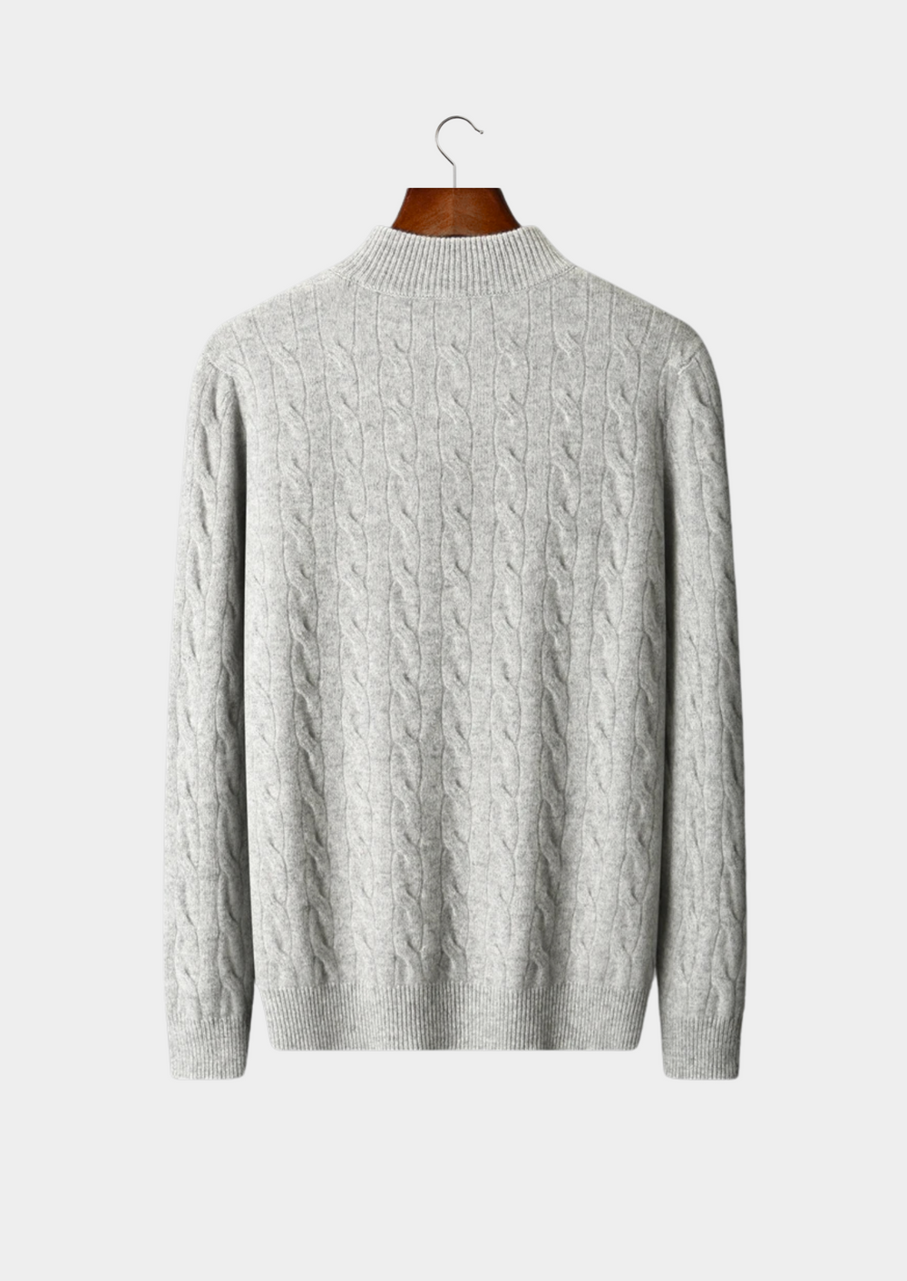 Pure Merino Cable Half-Zip light gray image 2 #color_light-gray