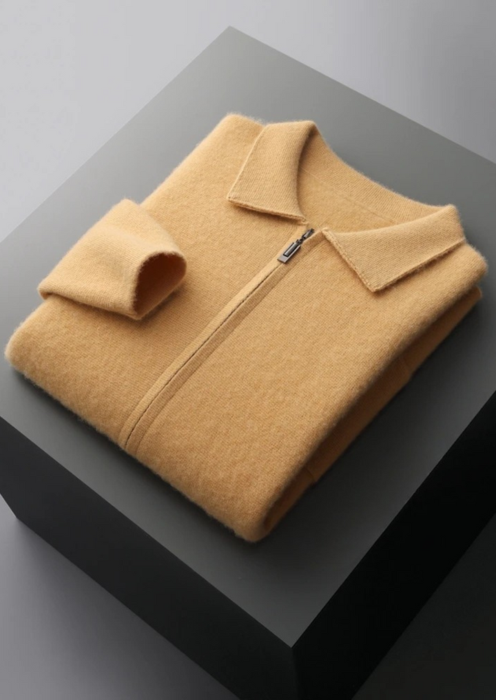 Cashmere Zip Cardigan mustard image 1 #color_mustard