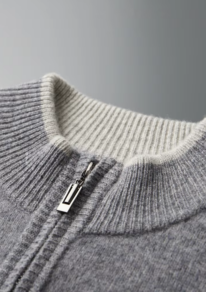 Pure Merino Two-Tone Zip Cardigan gray image 4 #color_gray