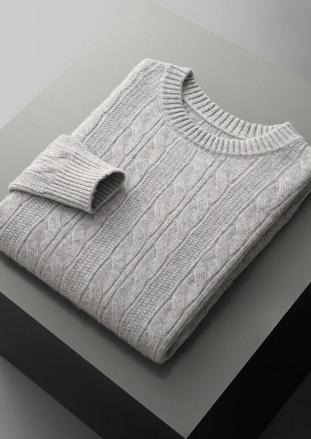 Pure Merino Cable Crewneck light gray image 1 #color_light-gray