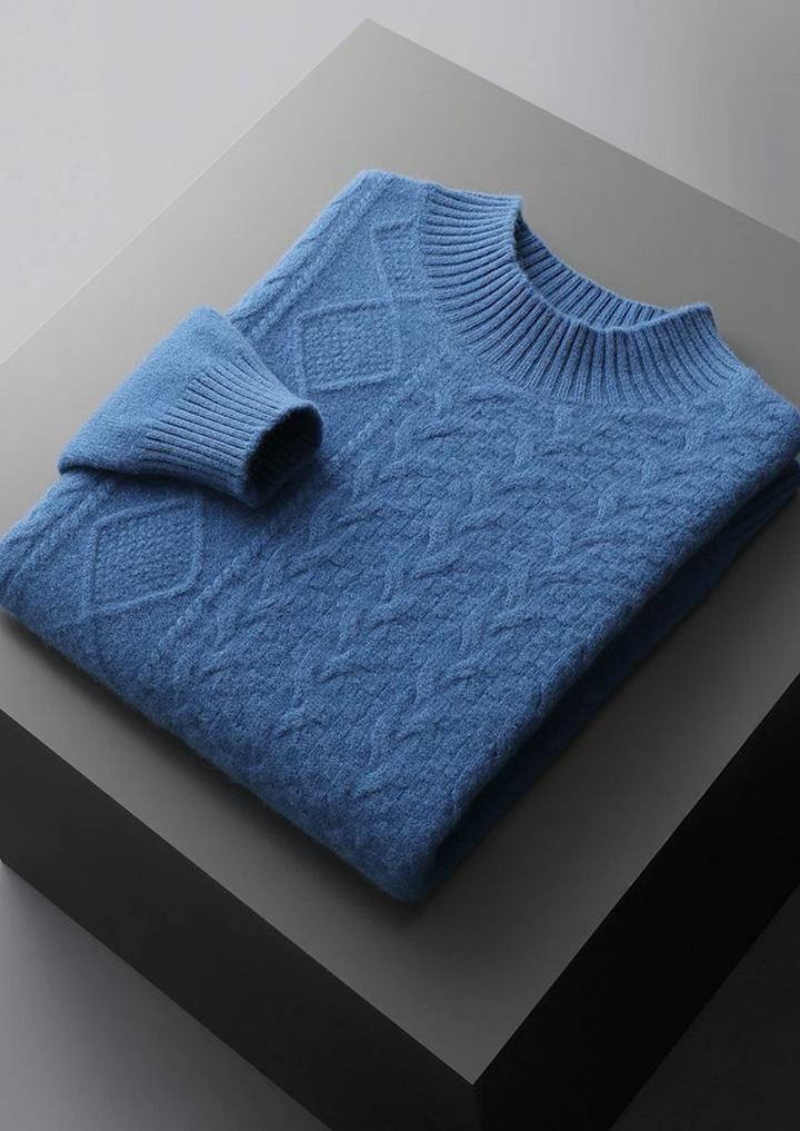 Pure Merino Jacquard Mockneck sea blue image 1 #color_sea-blue