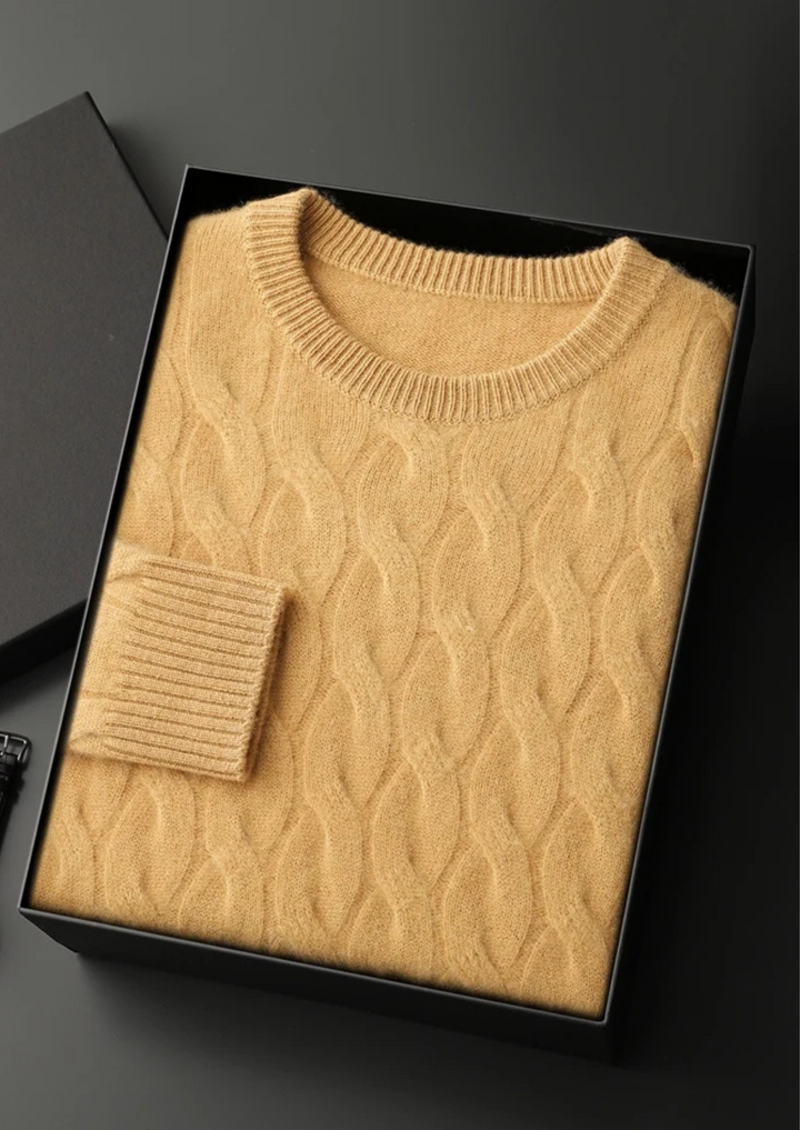 Cashmere Cable Crewneck honey mustard image 1 #color_honey-mustard