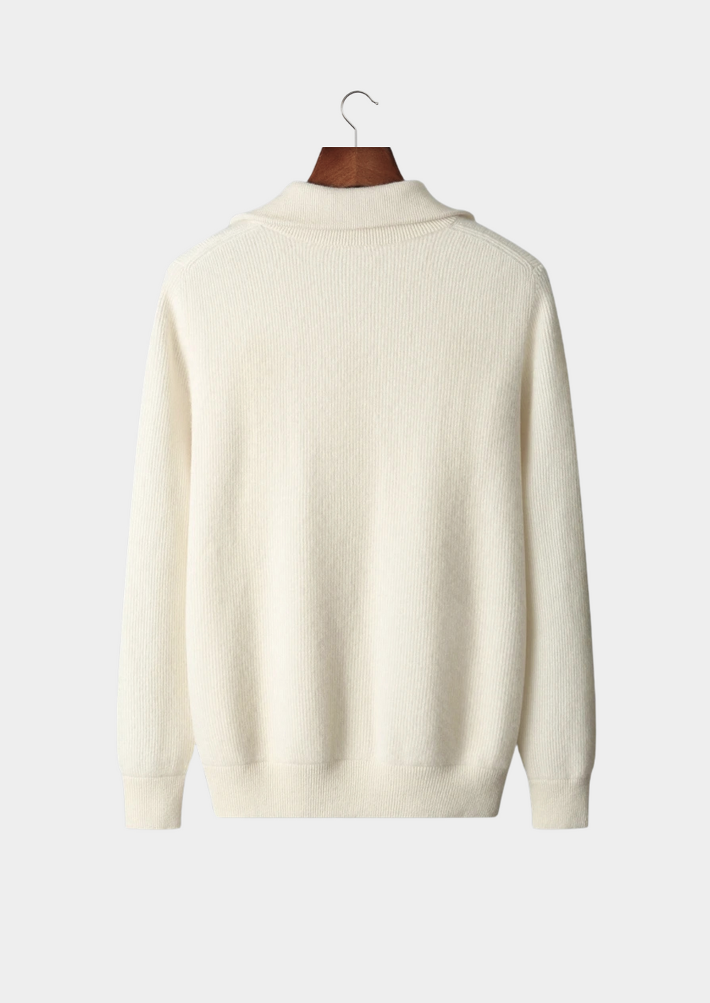 Pure Merino Ribbed Zip Cardigan ivory image 2 #color_ivory
