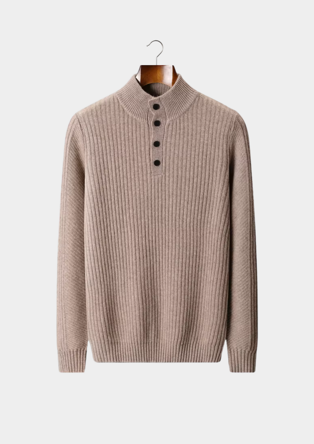 Pure Merino Ribbed Henley Sweater beige image 1 #color_beige