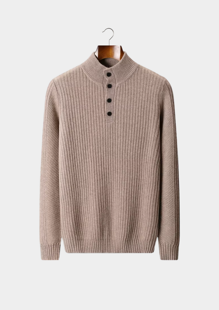 Pure Merino Ribbed Henley Sweater beige image 1 #color_beige