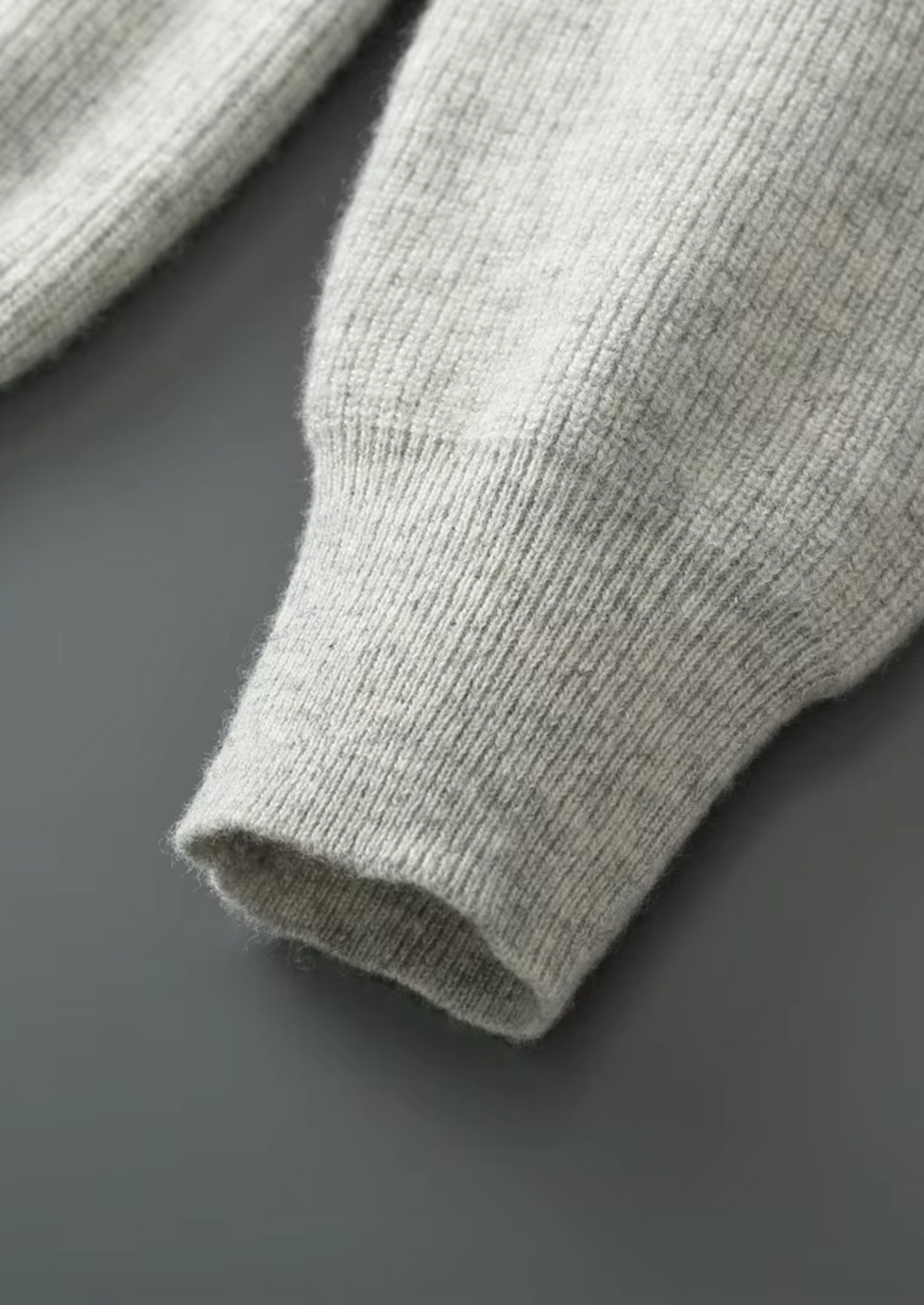 Pure Merino Light Gray Ribbed Zip Hoodie light gray image 7 #color_light-gray