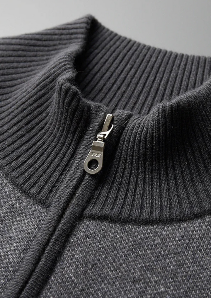 Cashmere Jacquard Zip Cardigan dark gray image 4 #color_dark-gray