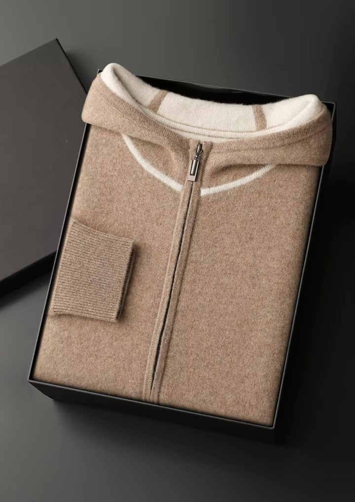 Cashmere Two Tone Zip Hoodie beige image 1 #color_beige