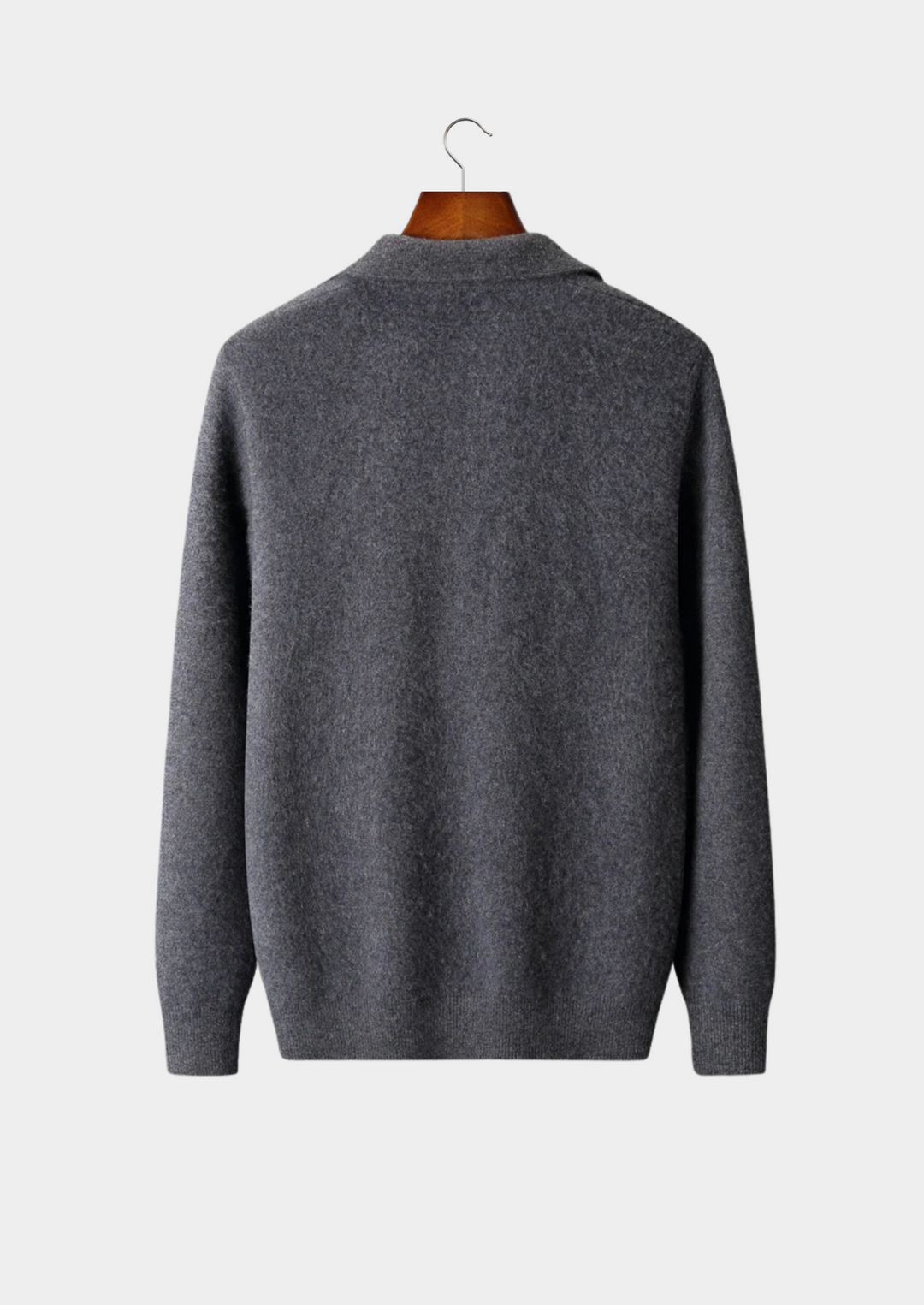 Cashmere Zip Polo Cardigan dark gray image 2 #color_dark-gray