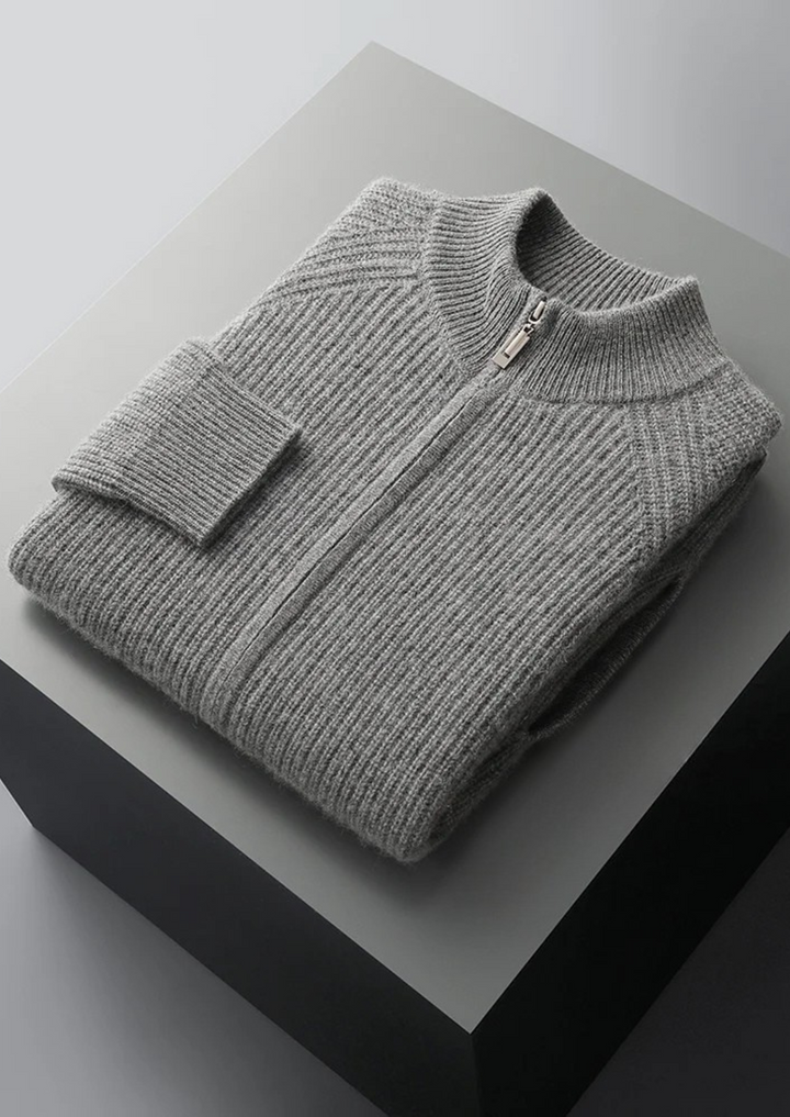 Cashmere Ribbed Cardigan gray image 1 #color_gray