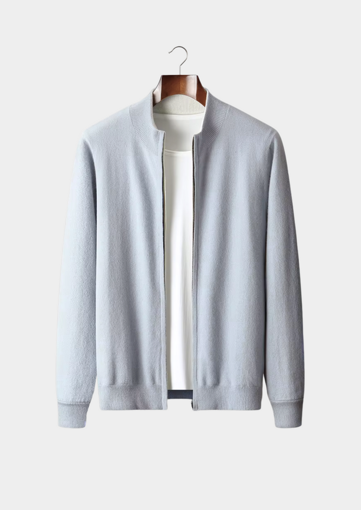 Pure Merino Light Blue Zip Cardigan light blue image 1 #color_light-blue