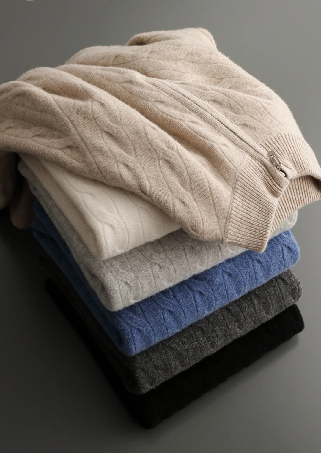 Pure Merino Cable Half-Zip sea blue image 3 #color_sea-blue